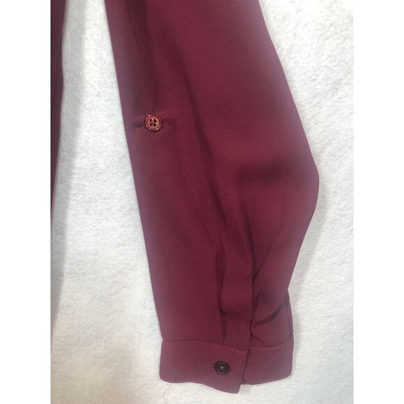 Maurices Button Front Blouse Maroon Burgundy Knot Front Long Sleeved Women's XL - Picture 6 of 9